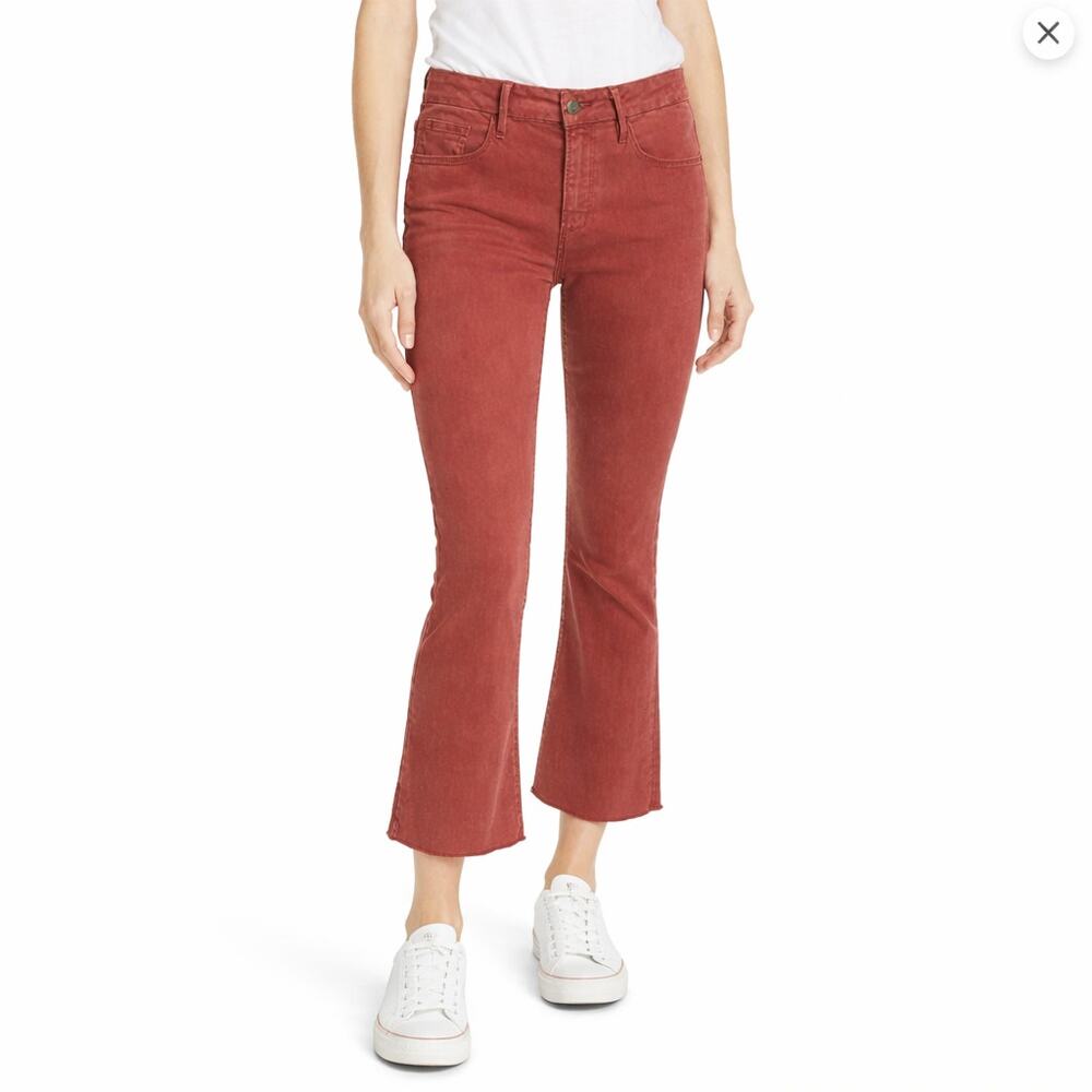 Frame Le Crop Mini Boot high-rise cropped bootcut jeans in‎ red wash size 27